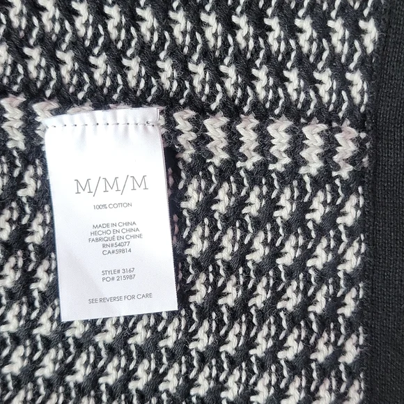Cabi Fergie Chunky Split Hem Cowl Neck Wrap Sweater In Black White/Size M. - Picture 9 of 10